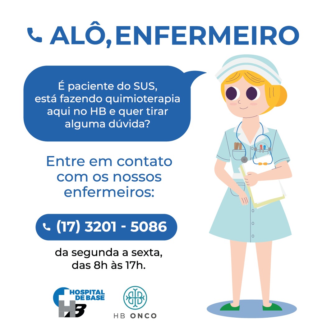 Ilustração da notícia ‘Alô, Enfermeiro’: Hospital de Base e HB Onco criam canal exclusivo para esclarecer dúvidas de pacientes em tratamento na Quimioterapia da instituição
